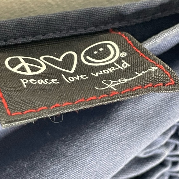 Peace Love World Blue & White “I am Peace” “I am love” peace sign shoulder bag - Picture 13 of 16